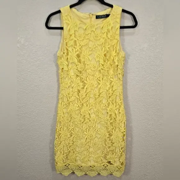 chinese dress ladies Vintage 1960s Yellow Lace Shift Dress with Bow, Large – Ian Drummond Vintage main image 1